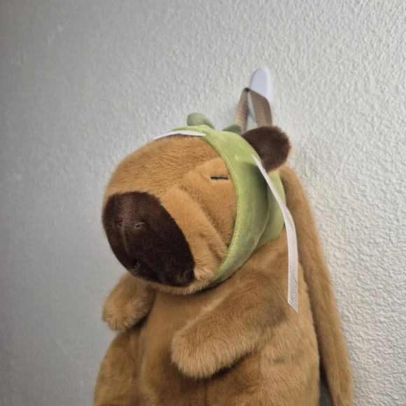 Cute Fun Capybara Dinosaur Brown Plush Backpack Gift NWT - Picture 10 of 11